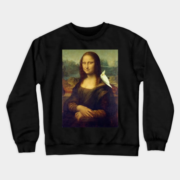 mona lisa had a cockatiel Crewneck Sweatshirt by FandomizedRose